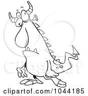 Poster, Art Print Of Cartoon Black And White Outline Design Of A Confused Monster