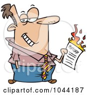 Poster, Art Print Of Cartoon Businessman Burning Up His Mortgage