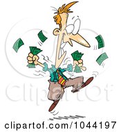 Poster, Art Print Of Cartoon Excited Businessman Holding Cash
