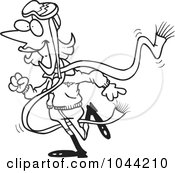 Royalty Free RF Clip Art Illustration Of A Cartoon Black And White Outline Design Of A Smiling Female Pilot