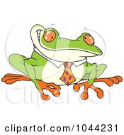 Poster, Art Print Of Cartoon Business Frog With An Ant Tie