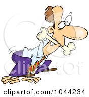 Royalty Free RF Clip Art Illustration Of A Cartoon Businessman Fetching A Bone