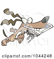 Royalty Free RF Clip Art Illustration Of A Cartoon Dog Fetching The Newspaper