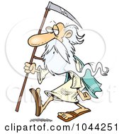 Poster, Art Print Of Cartoon Father Time Carrying A Scythe