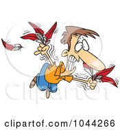 Poster, Art Print Of Cartoon Man Trying To Fly With Feathers