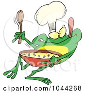 Royalty Free RF Clip Art Illustration Of A Cartoon Frog Chef Mixing Flies