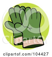 Royalty Free RF Clipart Illustration Of A Pair Of Green Gardeners Hand Gloves