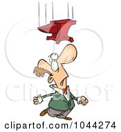 Cartoon Man Looking Up At A Falling Anvil