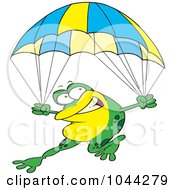 Poster, Art Print Of Cartoon Frog Parachuting