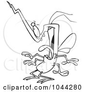 Royalty Free RF Clip Art Illustration Of A Cartoon Black And White Outline Design Of A Goofy Mosquito by toonaday