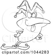 Royalty Free RF Clip Art Illustration Of A Cartoon Black And White Outline Design Of A Frog Fool