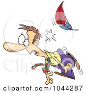 Poster, Art Print Of Cartoon Feather Knocking Out A Businessman