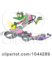 Royalty Free RF Clip Art Illustration Of A Cartoon Frog Biker Chick by toonaday