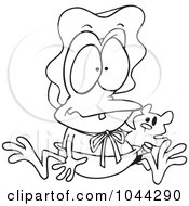 Poster, Art Print Of Cartoon Black And White Outline Design Of A Frog Baby