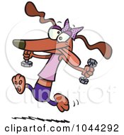 Royalty Free RF Clip Art Illustration Of A Cartoon Healthy Dog Running With Dumbbells