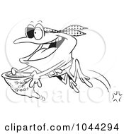 Poster, Art Print Of Cartoon Black And White Outline Design Of A Pirate Frog Trick Or Treating