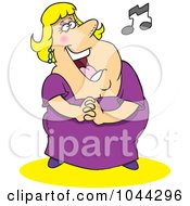 Royalty Free RF Clip Art Illustration Of A Cartoon Fat Lady Singing by toonaday