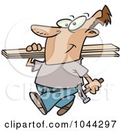 Poster, Art Print Of Cartoon Fencer Carrying Planks