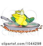 Royalty Free RF Clip Art Illustration Of A Cartoon Frog On A Frying Pan