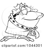 Royalty Free RF Clip Art Illustration Of A Cartoon Black And White Outline Design Of A Frog Queen
