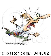 Royalty Free RF Clip Art Illustration Of A Cartoon Businessman Running Fearfully