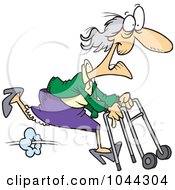 Poster, Art Print Of Cartoon Feisty Granny Running With A Walker