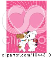 Kissing Valentine Puppies Over A Pink Heart Background
