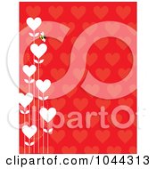 Poster, Art Print Of Bee With White Heart Flowers On A Red Heart Pattern Background