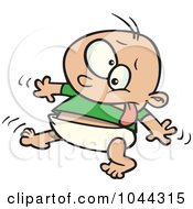 Royalty Free RF Clip Art Illustration Of A Cartoon Baby Boy Taking His First Steps