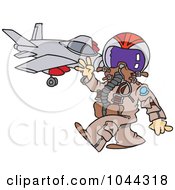 Poster, Art Print Of Cartoon Fighter Pilot Near His Jet