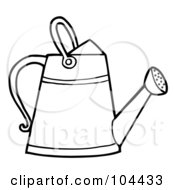 Royalty Free RF Clipart Illustration Of A Coloring Page Outline Of A Gardening Watering Can