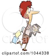 Poster, Art Print Of Cartoon Businesswoman Carrying And Dropping Files