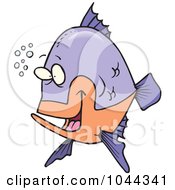 Poster, Art Print Of Cartoon Happy Fish With Bubbles