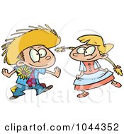 Cartoon Boy And Girl Dancing At A Fiesta