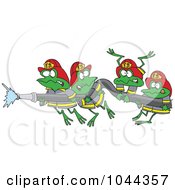 Poster, Art Print Of Cartoon Fire Frogs Holding A Hose