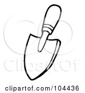 Royalty Free RF Clipart Illustration Of A Coloring Page Outline Of A Small Gardeners Hand Trowel