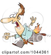 Cartoon Businessman Running With His Pants On Fire