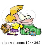 Royalty Free RF Clip Art Illustration Of A Cartoon Girl Hunting Easter Eggs by toonaday