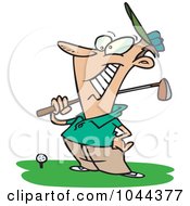Poster, Art Print Of Cartoon Man Grinning At The Golf Course