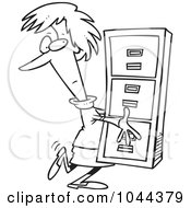 Royalty Free RF Clip Art Illustration Of A Cartoon Businesswoman Carrying A Filing Cabinet