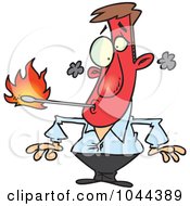 Cartoon Fire Eater Holding A Match In His Mouth