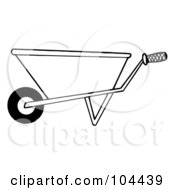 Poster, Art Print Of Coloring Page Outline Of A Gardening Wheel Barrow
