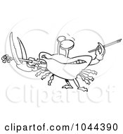 Royalty Free RF Clip Art Illustration Of A Cartoon Black And White Outline Design Of A Fiddler Crab Playing A Violin