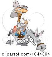 Royalty Free RF Clip Art Illustration Of A Cartoon Man Chewing On Straw And Riding A Horse