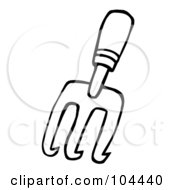 Royalty Free RF Clipart Illustration Of A Coloring Page Outline Of A Gardening Hand Cultivater