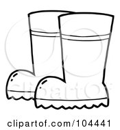 Poster, Art Print Of Coloring Page Outline Of A Pair Of Gardening Rubber Boots
