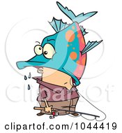 Poster, Art Print Of Cartoon Fisherman Inside A Big Fishs Mouth