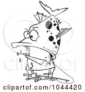 Royalty Free RF Clip Art Illustration Of A Cartoon Black And White Outline Design Of A Fisherman Inside A Big Fishs Mouth