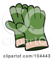 Pair Of Green Gardening Hand Gloves