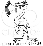 Poster, Art Print Of Cartoon Black And White Outline Design Of A Flamingo Covering His Eyes